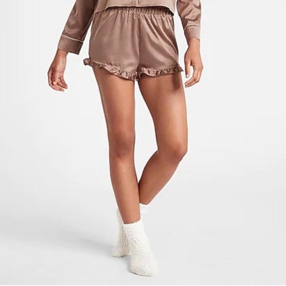 Express Intimates Satin Ruffle Sleep Shorts - Picture 1 of 3